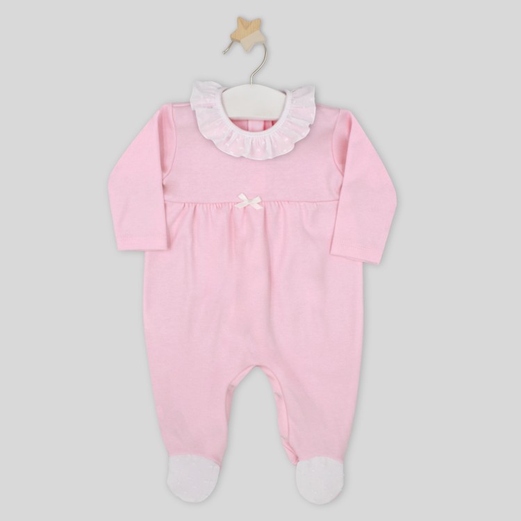 Pelele largo rosa y plumeti