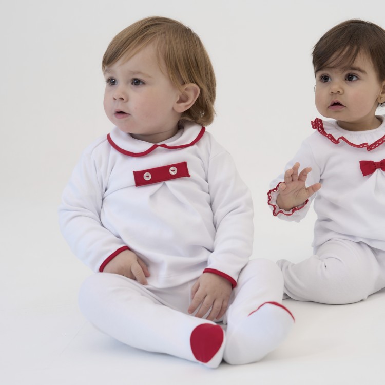 Pijama bebé blanco algodón