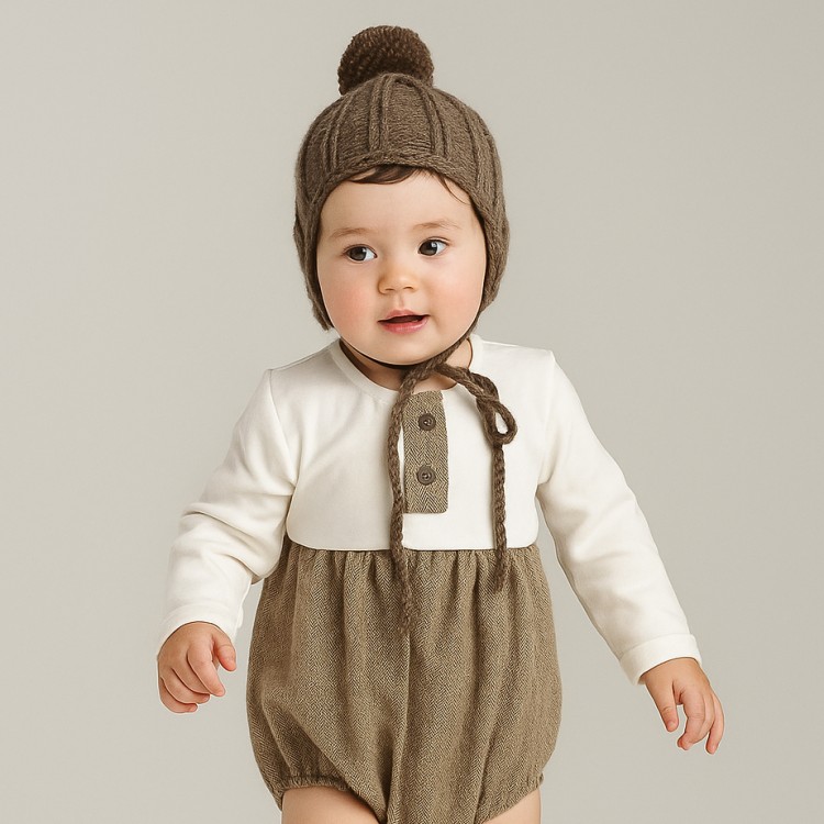 Pelele corto espiga chocolate niño