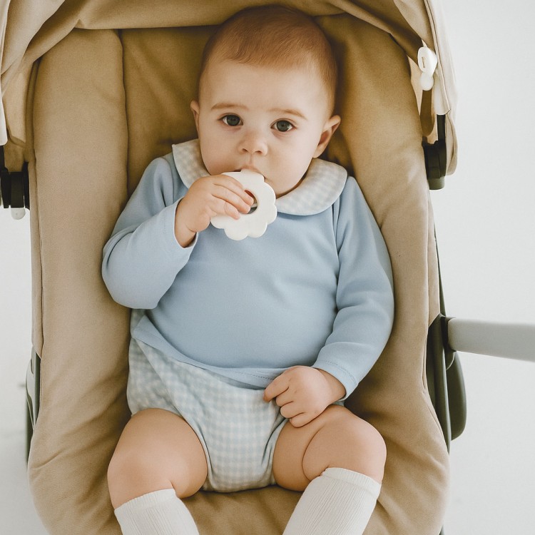 Pelele celeste de bebé algodón