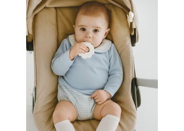 Pelele celeste bebé algodón