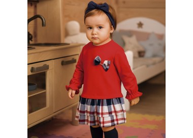 Vestido rojo navidades bebé algodón