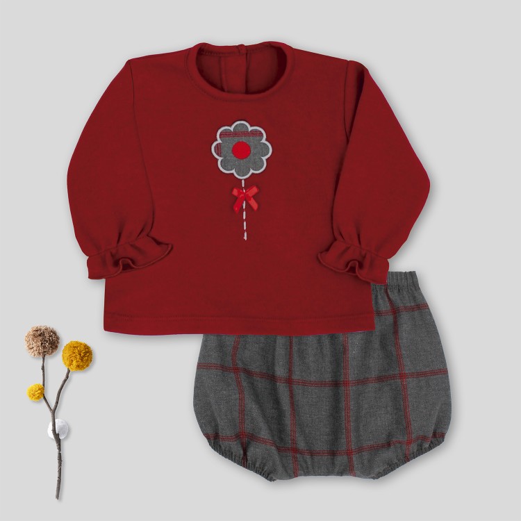 Set 2 piezas bordado burdeos