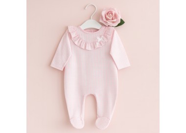 Pijama pelele cuadro vichy rosa bebé