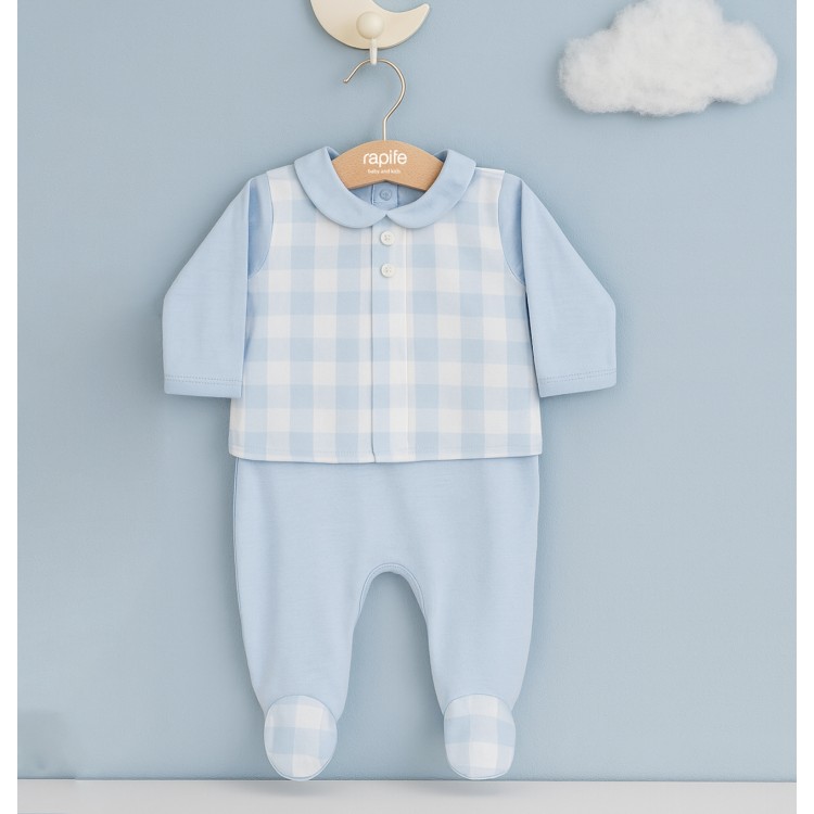 Pijama de bebé celeste invierno algodón