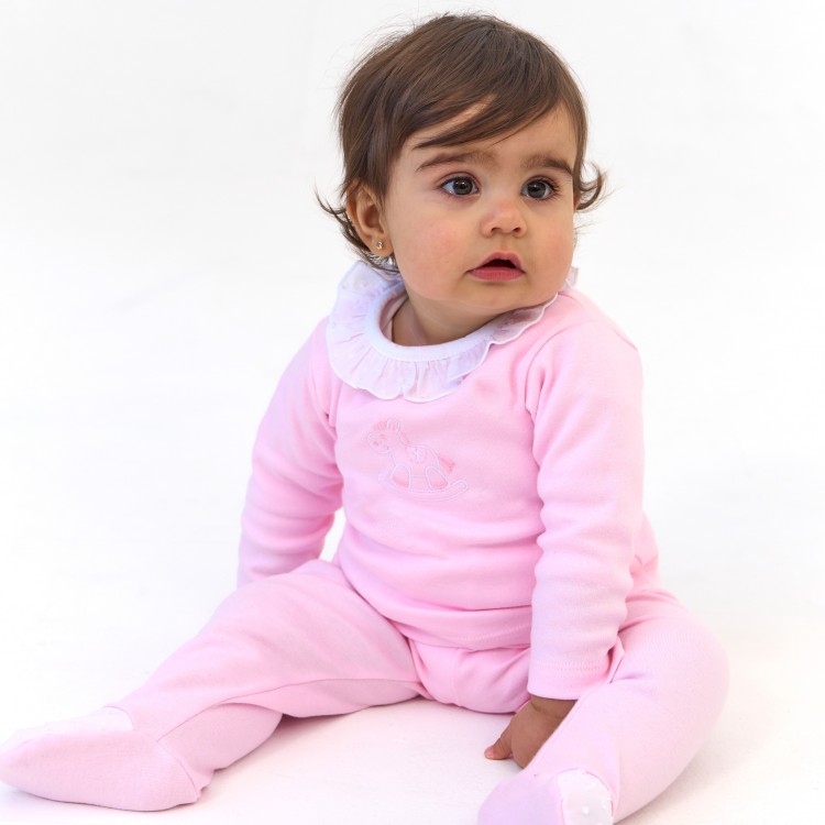 Pijama bebé rosa y plumeti