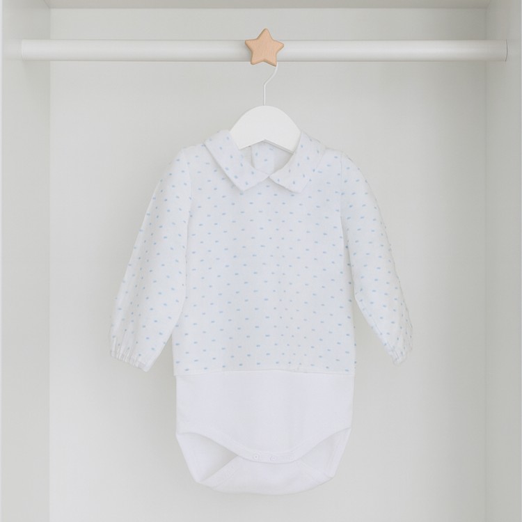 Body bebé plumeti celeste manga larga