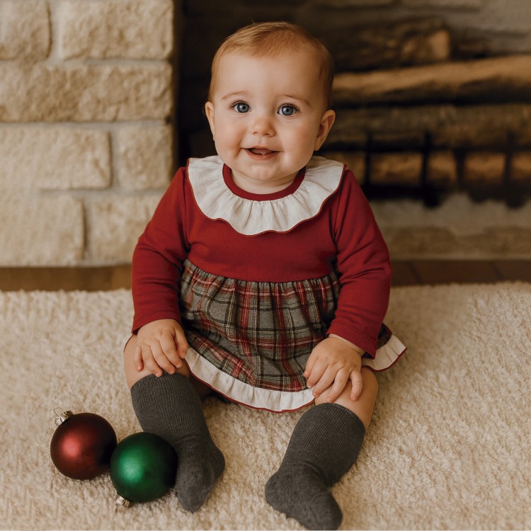 Jesusito de bebé cuadro tartán gris