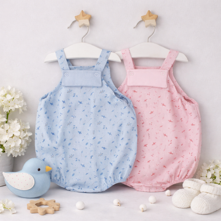 Peto bebé estampado en rosa y celeste