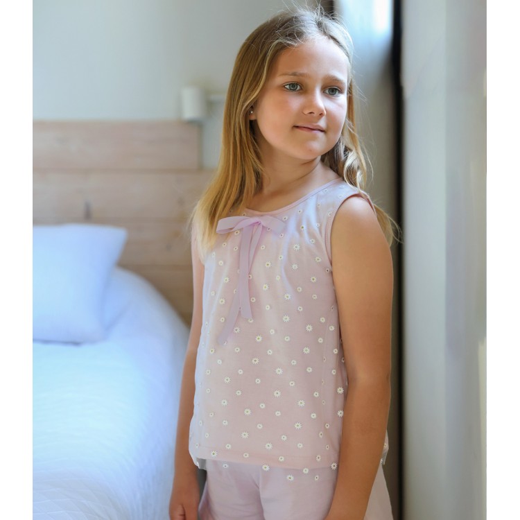 Pijama de niña algodón y tul de margaritas