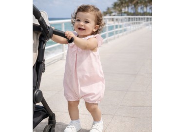 Pelele de verano bebé vichy rosa