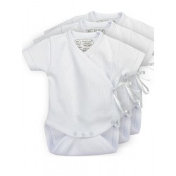 Pack 3 units short sleeve 100% Cotton Cross-Over Bodysuits.