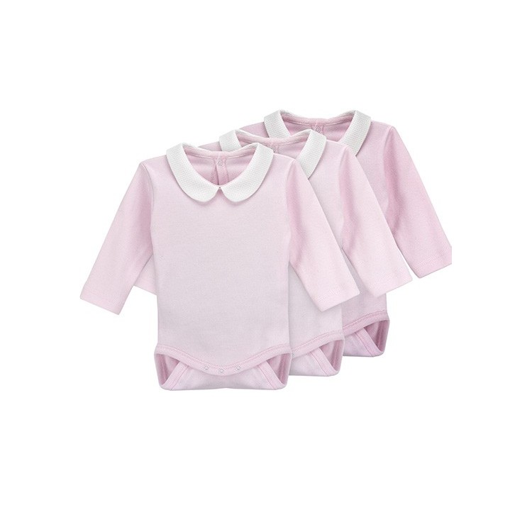 Pack 3 Unds. Newborn´s long sleeve one-piece with collar. Pack 3 Unds. Newborn´s long sleeve one-piece with collar.