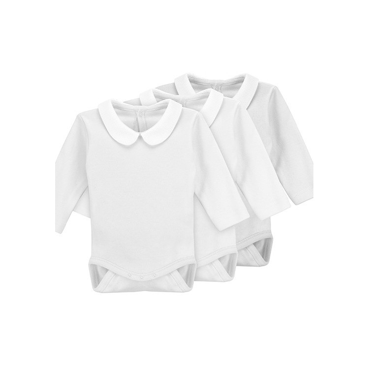 Pack 3 Unds. Newborn´s long sleeve one-piece with collar.