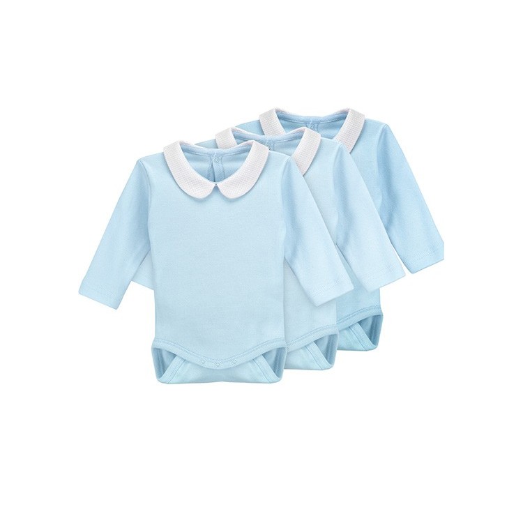 Pack 3 Unds. Newborn´s long sleeve one-piece with collar.