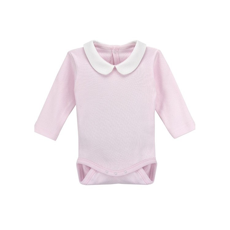 Long sleeve one-piece with round collar. Long sleeve one-piece with round collar.