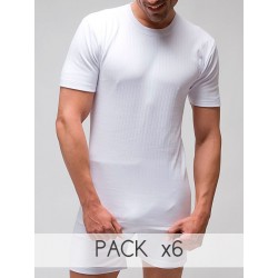 Pack 6 Unds. Camiseta interior termal hombre manga corta 100% algodón en Interlock desagujado felpado. (ref.720)