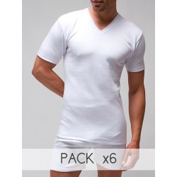 Camiseta termal manga corta cuello pico interlock