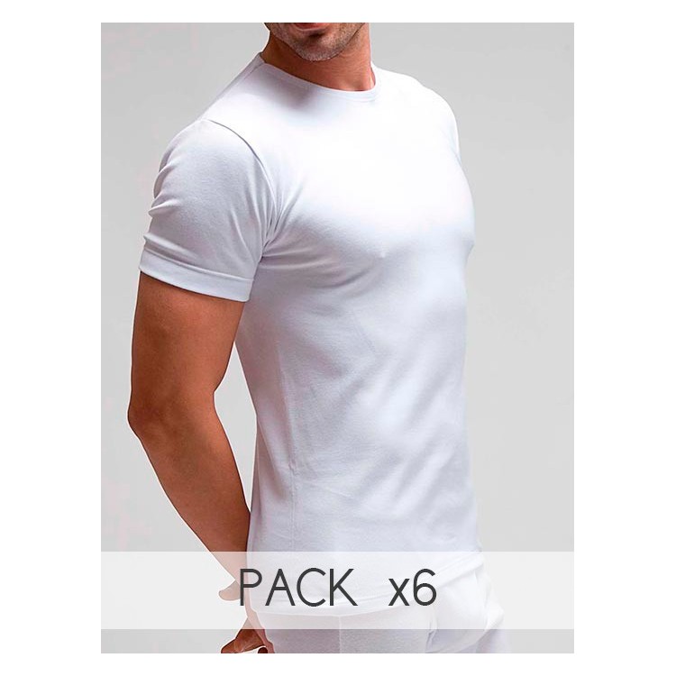Pack 6 uds. Camiseta interior hombre TERMAL manga corta cuello redondo interlock Pack 6 uds. Camiseta interior hombre TERMAL manga corta cuello redondo interlock