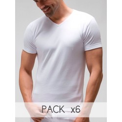 Pack 6 uds. Camiseta interior hombre TERMAL manga corta cuello pico Interlock