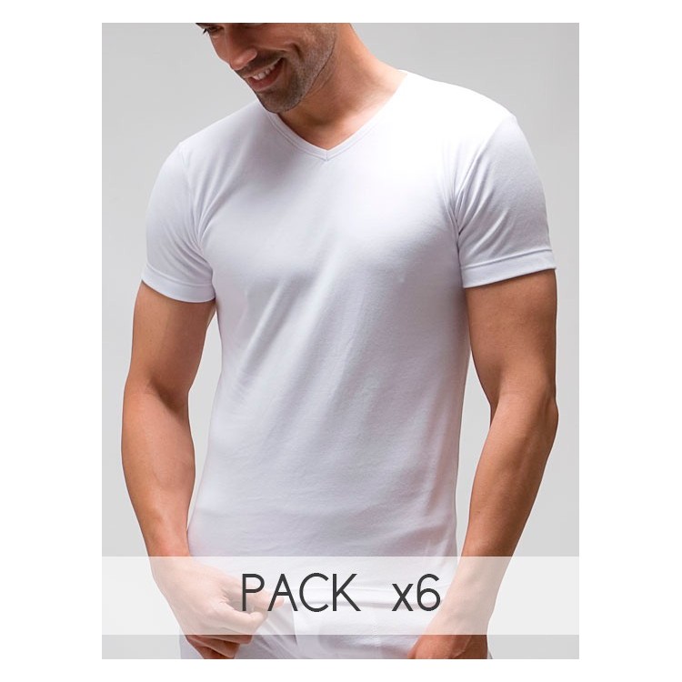 T-shirt V-neck (napped) 100% combed cotton.