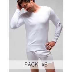 Camiseta termal manga larga cuello en pico.