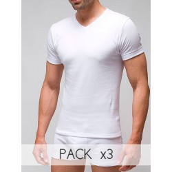 Pack 3 uds. Camiseta interior hombre manga corta cuello pico 1X1