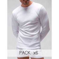 Pack 6 uds. Camiseta termal manga larga cuello redondo poliéster 1x1