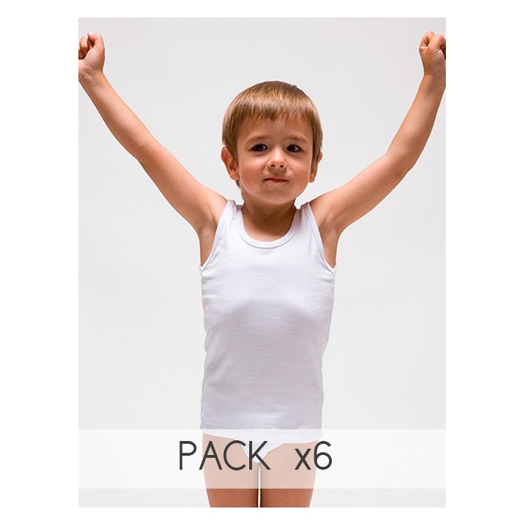 PACK 6 uds. Camiseta interior sport infantil algodón 1x1 PACK 6 uds. Camiseta interior sport infantil algodón 1x1