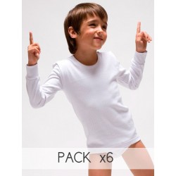 Pack 6 uds. Camiseta infantil TERMAL manga larga interlock algodón