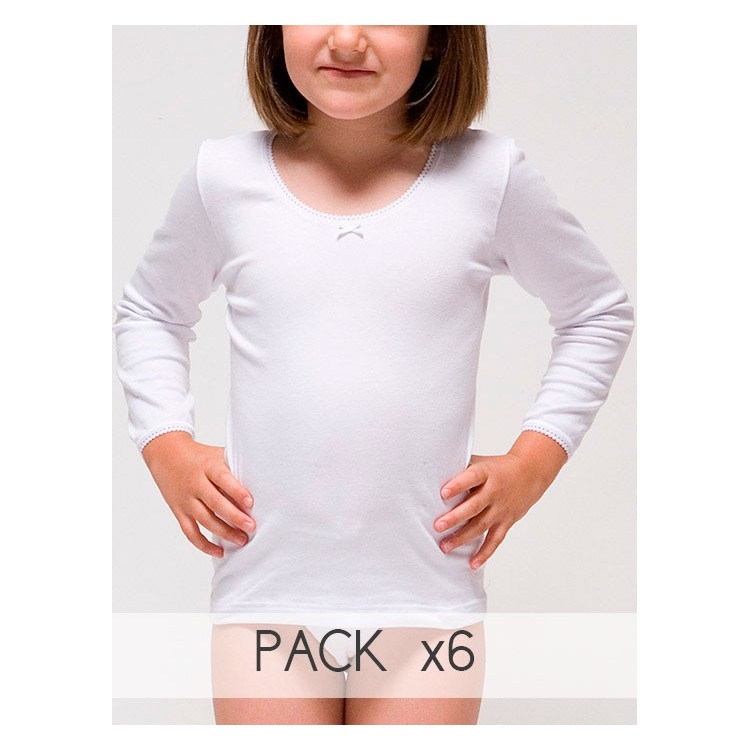 Pack 6 Uds. Camiseta manga larga para niña 96% Algodón-4 %elastano. (Ref: 2309) Pack 6 Uds. Camiseta manga larga para niña 96% Algodón-4 %elastano. (Ref: 2309)