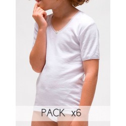 Pack x6 - Camiseta termal manga corta niña algodón-poliéster