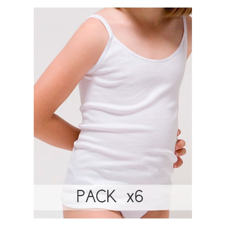 Pack 6 Und. Camiseta tirante fino niña algodón-elastano