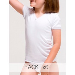 Camiseta termal para niña de manga corta pack