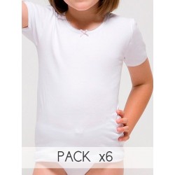 PACK 6 uds. Camiseta manga corta niña Algodón-elastano