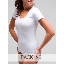 Women´s short sleeve thermal t-shirt in 100% cotton.