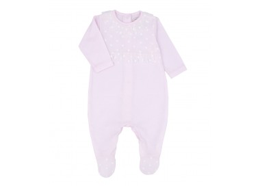 Pelele rosa bebé manga larga