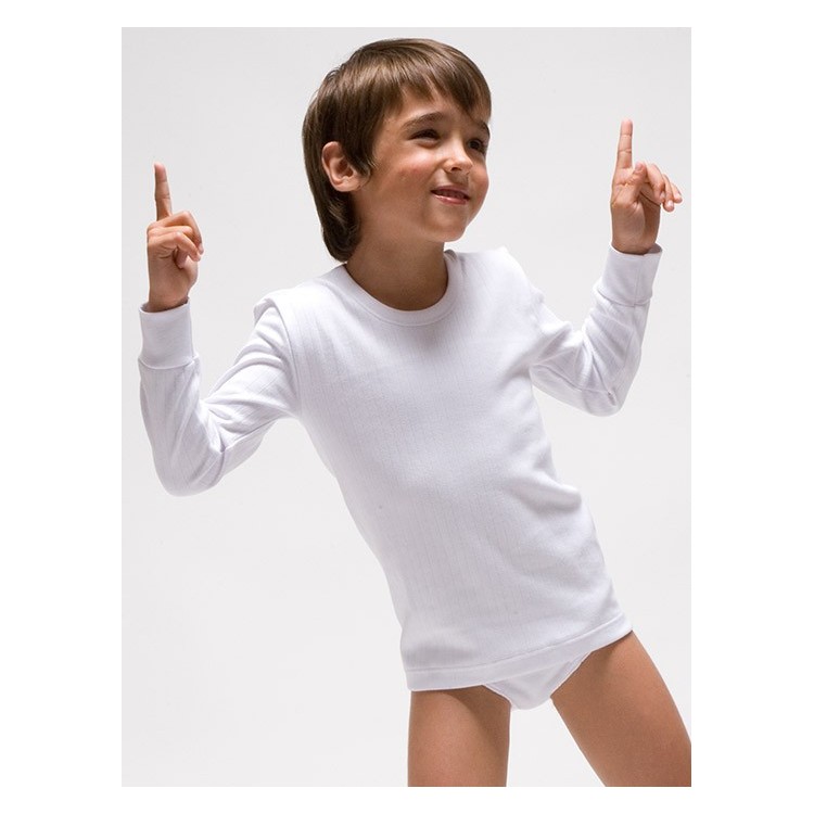 Camiseta infantil TERMAL manga larga interlock desagujado felpado 100% algodón. (Ref: 330) Camiseta infantil TERMAL manga larga interlock desagujado felpado 100% algodón. (Ref: 330)