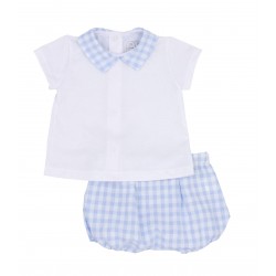 Set cuello camisa vichy azul