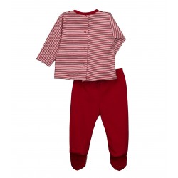 Pijama dos piezas rayas rojas bebé