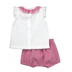 Conjunto vichy fresa para niña