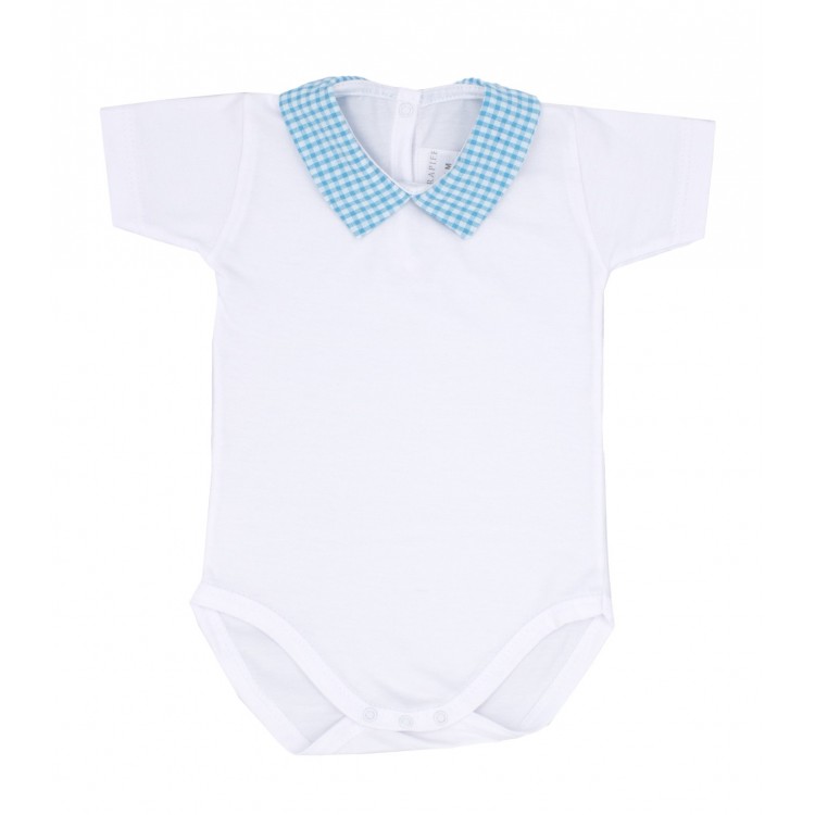 Body algodón unisex vichy turquesa Body algodón unisex vichy turquesa