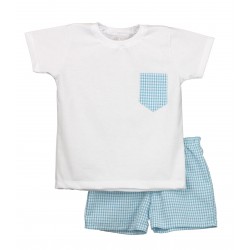 Conjunto infantil Vichy turquesa