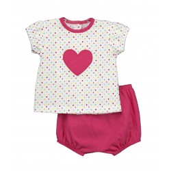 Conjunto algodón corazón rosa