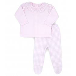 Pijama algodón bebe vichy rosa