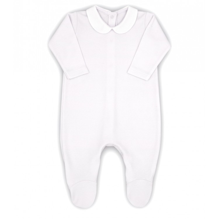 Pijama pelele blanco cuello piqué Pijama pelele blanco cuello piqué