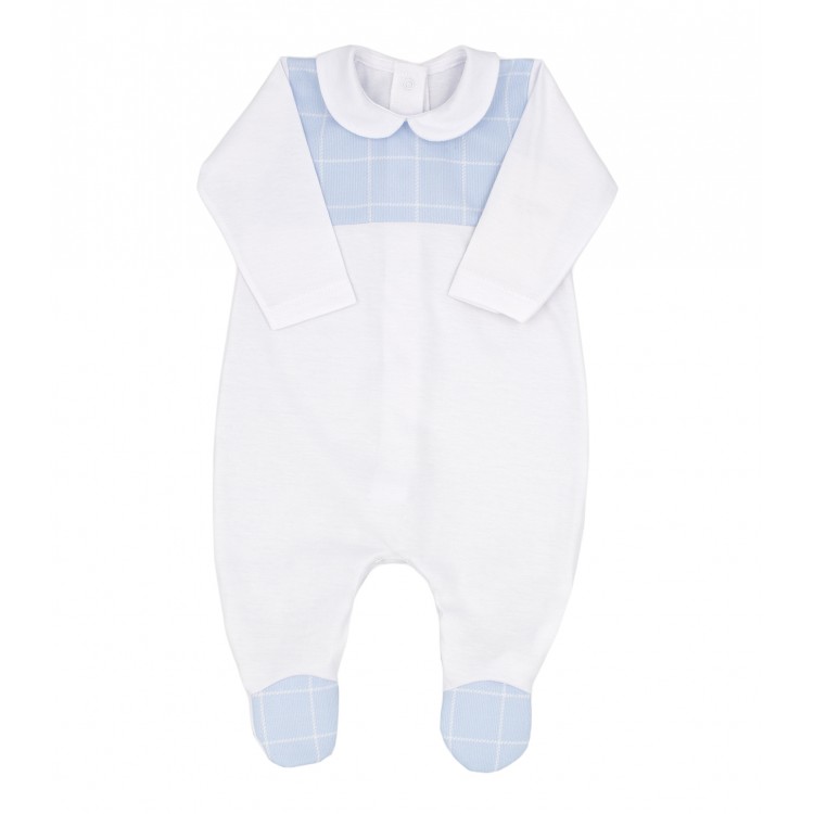 Pelele manga larga cuadro celeste