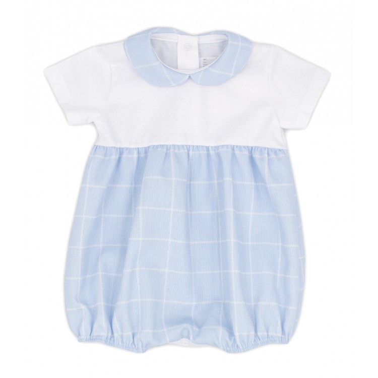 Pelele de cuadros algodón manga corta