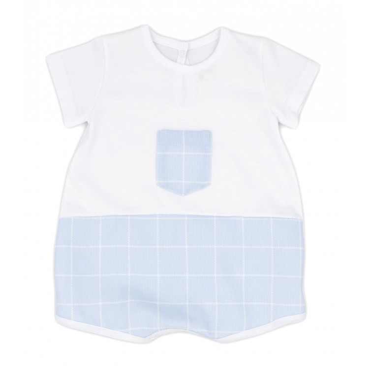 Pelele bebé de cuadros con bolsillo