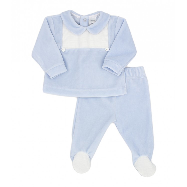 Conjunto dos piezas con pie de algodón tundosado velour bebé Etna Conjunto dos piezas con pie de algodón tundosado velour bebé Etna
